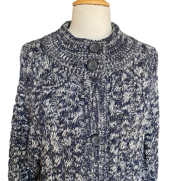 Woolovers Cashmere Wool Duster Cardigan Cable Knit Nautical Chunky Long Granny-L - Picture 2 of 15